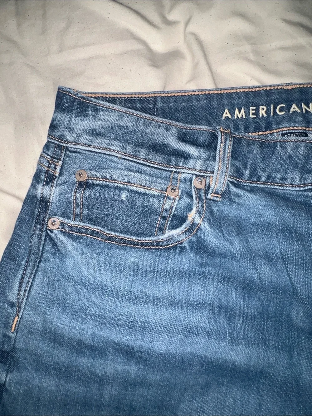 American Eagle Dreamy Drape Stretch Low Rise Baggy Wide Leg Jean - Picture 5 of 13